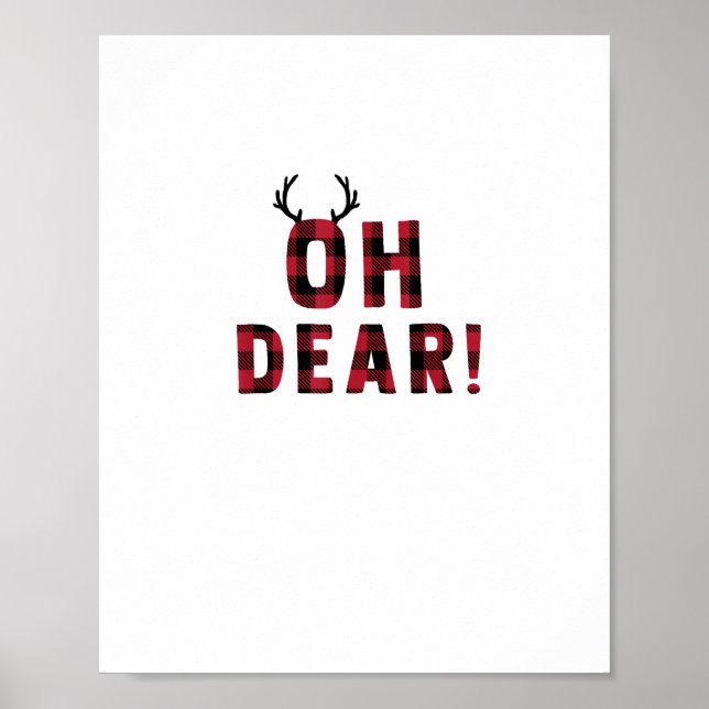 Póster Funny Attitude Oh Dear Plaid Deer Creative Design (Frente)