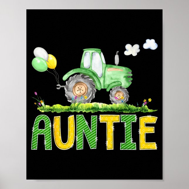 Póster Funny Auntie Birthday Boy Tractor Farm Truck Match (Frente)