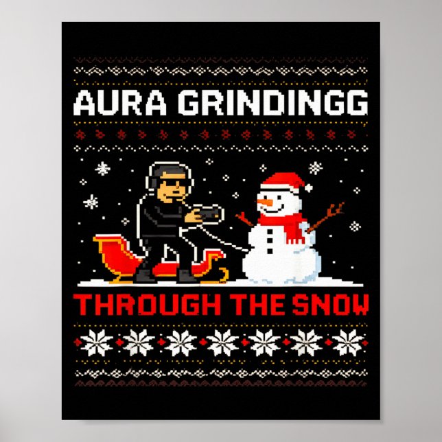 Póster Funny Aura Grinding Christmas Meme Winter Gamer  (Frente)