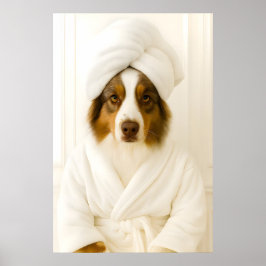 Póster Funny Australian Shepherd Bathroom Print