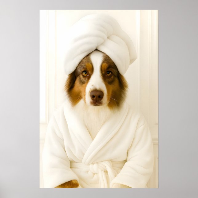 Póster Funny Australian Shepherd Bathroom Print (Frente)