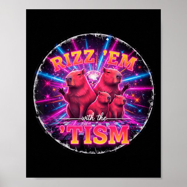 Póster Funny Autism Rizz Em With The Tism Capybara Meme A (Frente)