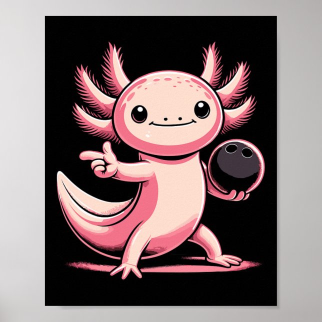 Póster Funny Axolotl Bowling Player Bowler Bowler Bowler  (Frente)