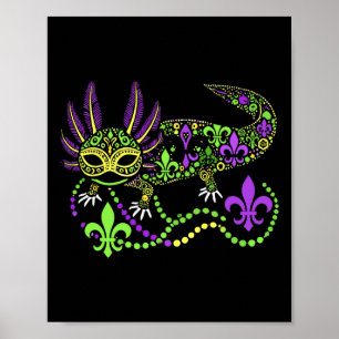 Póster Funny Axolotl Festival Mardi Gras Carnaval Mujeres