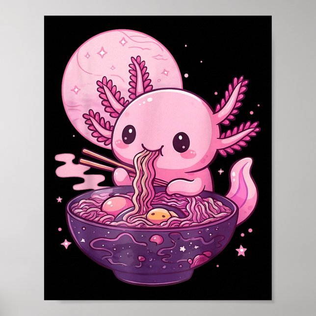 Póster Funny Axolotl Noodle Anime Kawaii Axolotl Comating (Frente)