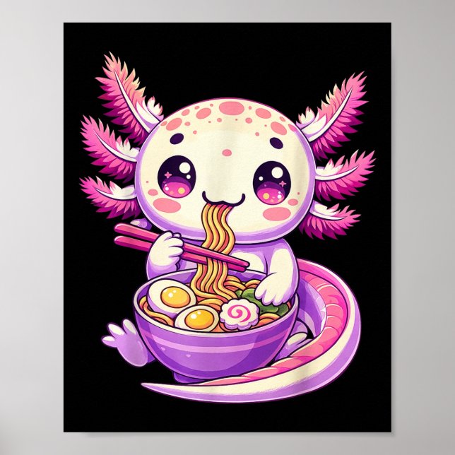 Póster Funny Axolotl Noodle Anime Kawaii Axolotl Comating (Frente)