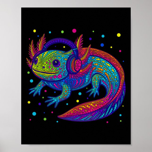 Póster Funny Axolotl Video Gamer Polka Dot Art Student Do (Frente)