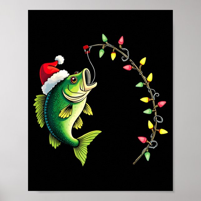 Póster Funny B Fishing Santa Hat Christmas Pajama Fisherm (Frente)