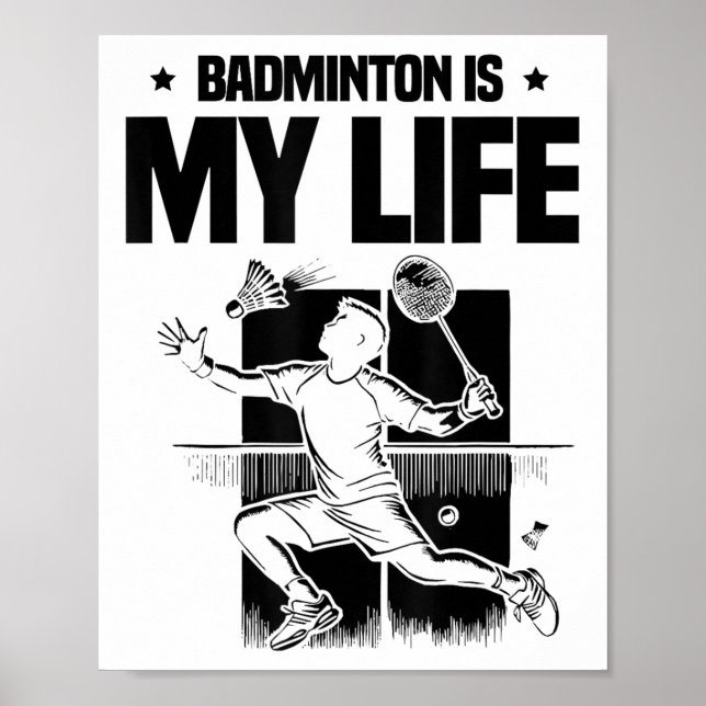 Póster Funny Badminton Player Love Shuttle Design 1  (Frente)