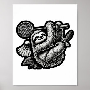 Póster Funny Badminton Player Love Shuttle Design 16