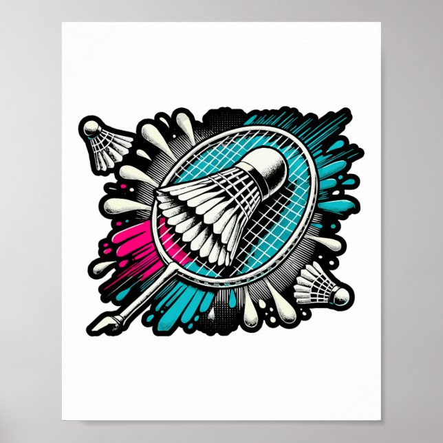 Póster Funny Badminton Player Love Shuttle Design 17 (Frente)