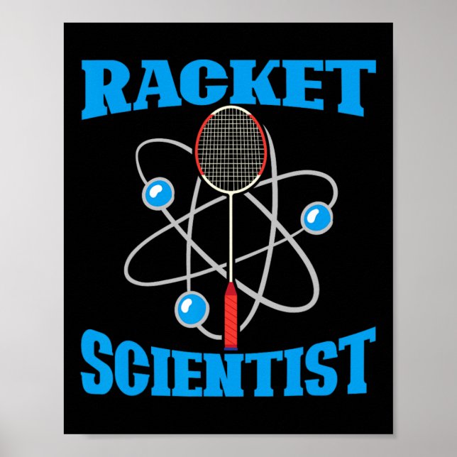 Póster Funny Badminton Sports Player Coa, científico de r (Frente)