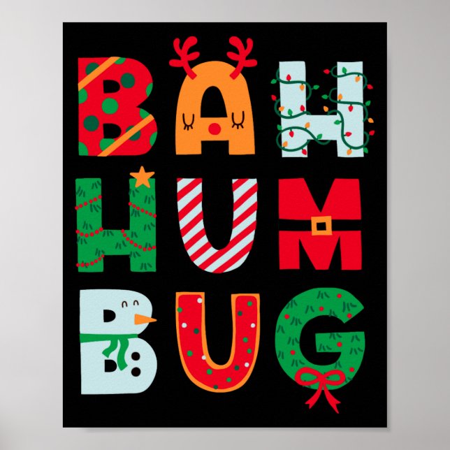 Póster Funny Bah Humbug Holiday  (Frente)