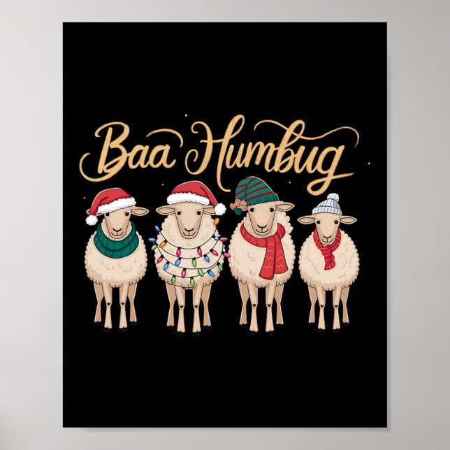 Póster Funny Bah Humbug Navidades Funny Sheep Navidades B (Frente)