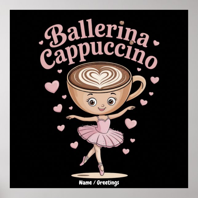 Póster Funny Ballerina Cappuccina Italiana Brainrot Meme (Frente)