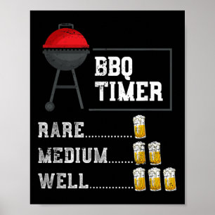 Póster Funny Barbecue Chef Ahumado Carne de carne de tern