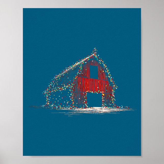 Póster Funny Barn Christmas Graphics Lights Lover Farm Fa (Frente)