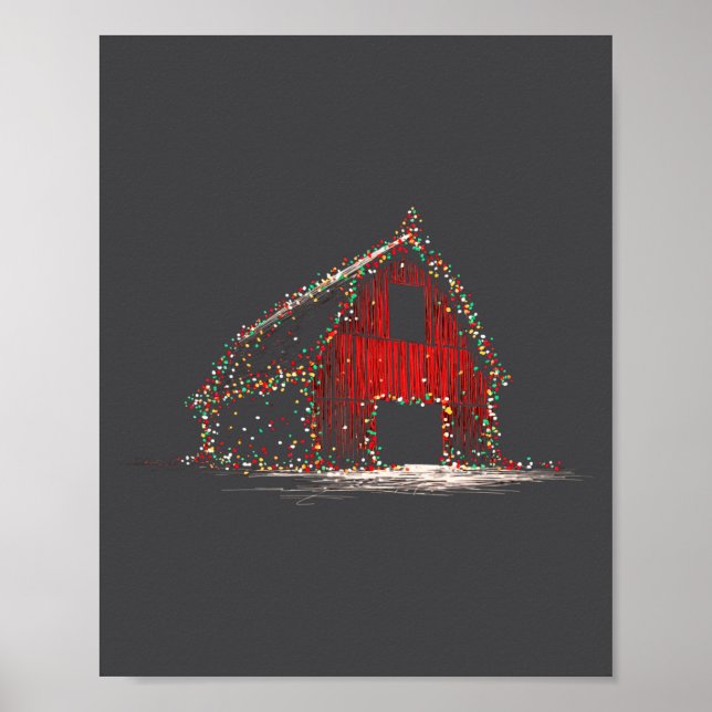 Póster Funny Barn Christmas Graphics Lights Lover Farm Fa (Frente)