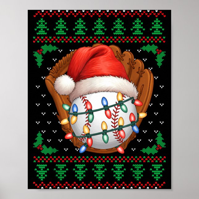 Póster Funny Baseball Xmas Boys Men Women Kids Ugly Chris (Frente)