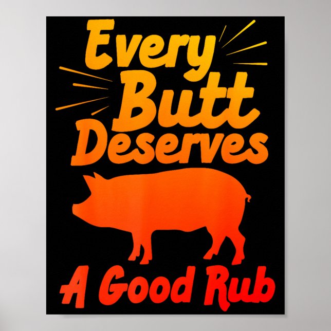 Póster Funny Bbq Art For Men Women Grilling Meat Smoking  (Frente)