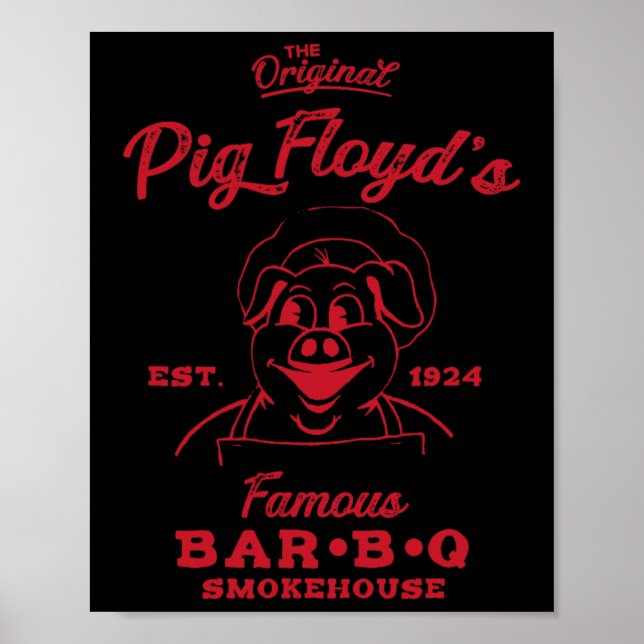 Póster Funny Bbq de Pig Floyd's en un humedecimiento Byr- (Frente)