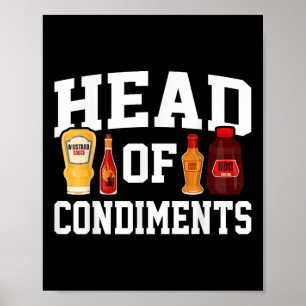 Póster Funny Bbq Head of Condiments Barbecue Gifts Grilli