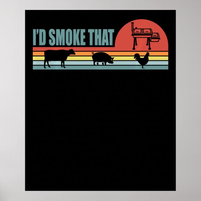 Póster Funny BBQ Id Fumar Esa Barbeque Retro (Frente)