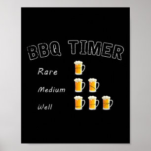 Póster Funny Bbq Smoak Steak Beer Barbacoa Regalo