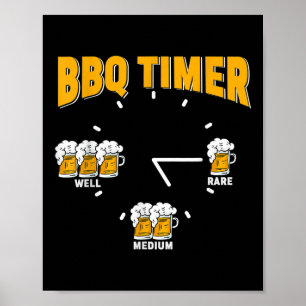 Póster Funny Bbq Timer - Fiesta de parrilladas barbacoas