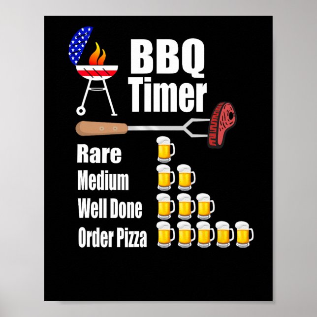 Póster Funny Bbq Timer - Regalo de parrillada barbacoa (Frente)