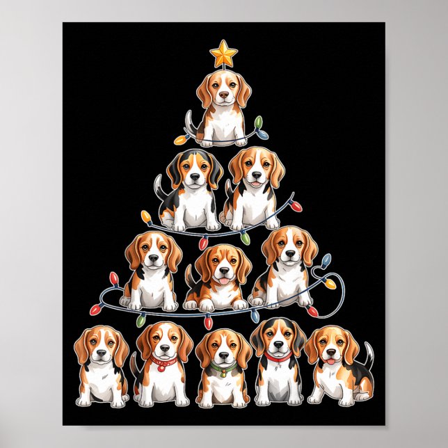 Póster Funny Beagle Christmas Tree Dog Lovers Women Men X (Frente)