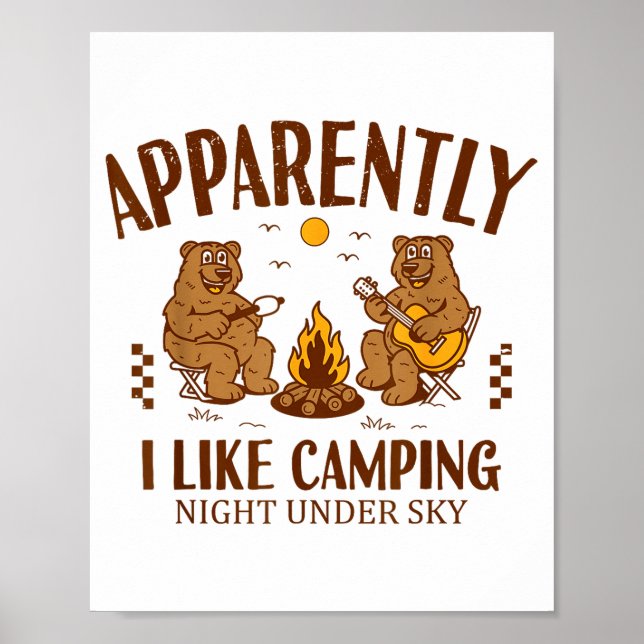 Póster Funny Bear Apparently, I Like Camng  (Frente)