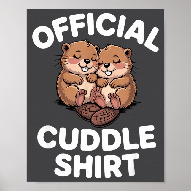 Póster Funny Beavers Hugging Cuddle  (Frente)