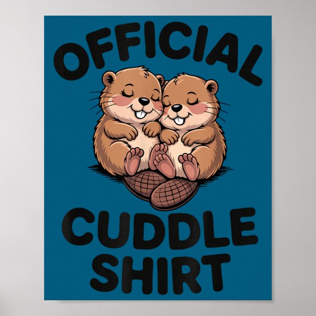 Póster Funny Beavers Hugging Cuddle  (Frente)