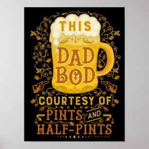 Póster Funny Beer Dad Bod Fathers Humorous Antique