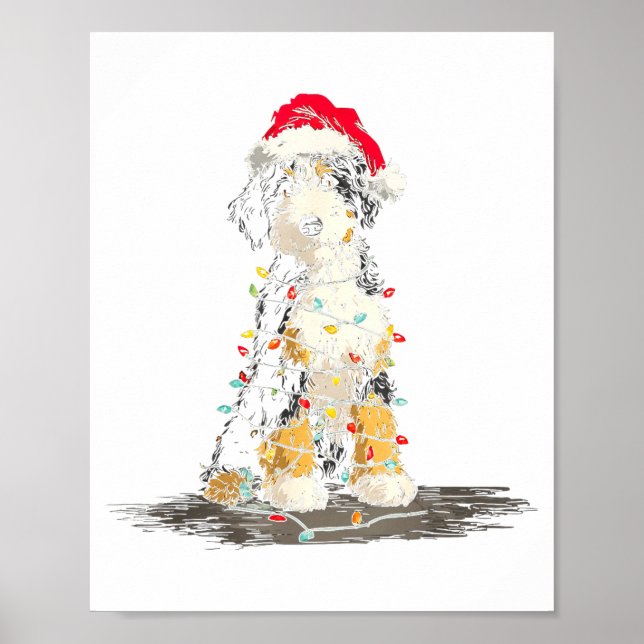 Póster Funny Bernedoodle Christmas Graphics Dog Lights Lo (Frente)