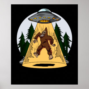 Póster Funny Bigfoot Alien Abducción Space OVNI