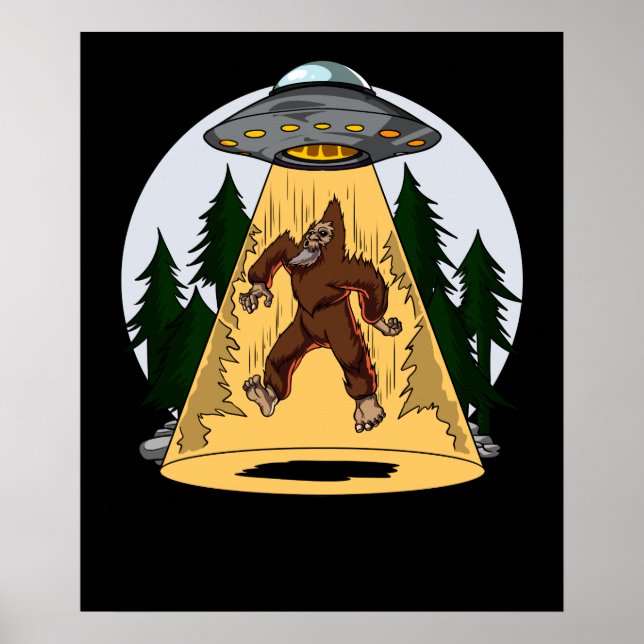 Póster Funny Bigfoot Alien Abducción Space OVNI (Frente)