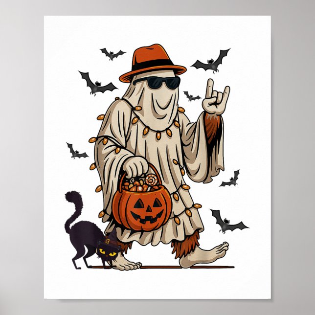 Póster Funny Bigfoot Ghost Halloween disstume Sasquatch B (Frente)