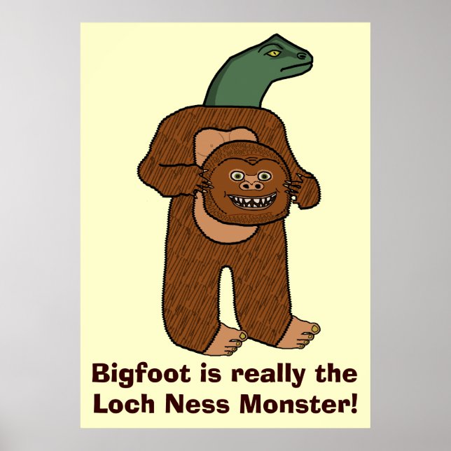 Póster Funny Bigfoot Loch Ness Monster (Frente)