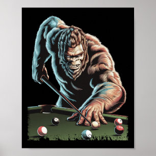 Póster Funny Bigfoot Sasquatch Billiards Pool Player Homb