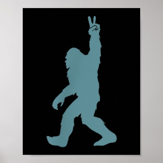 Póster Funny Bigfoot Sasquatch Peace Sign Big Foot Squatc (Frente)