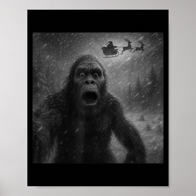 Póster Funny Bigfoot Sasquatch Selfie Santa Claus Xmas Ch (Frente)