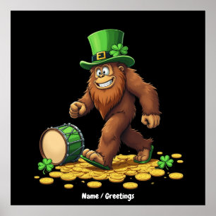 Póster Funny Bigfoot Sasquatch Shamrock St Patrick's Day