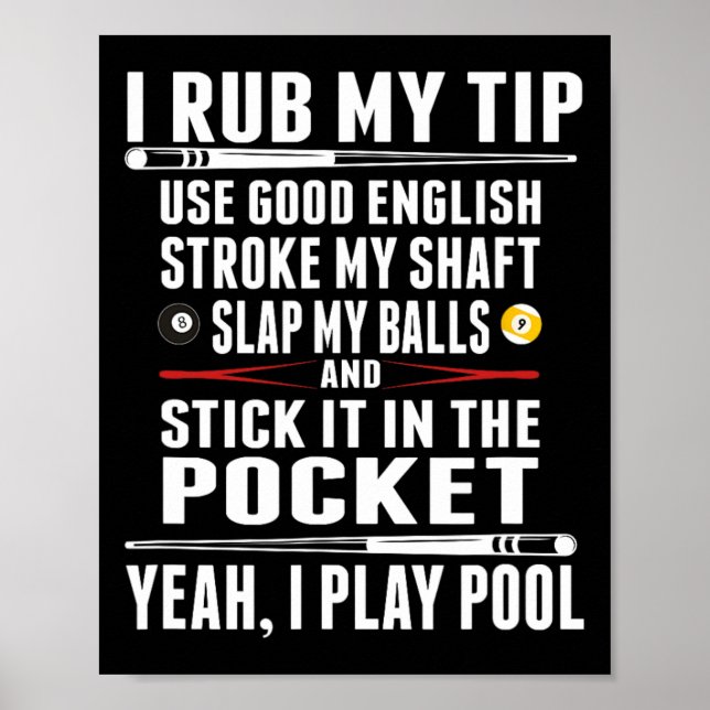 Póster Funny Billiard I Rub My Tip (Frente)