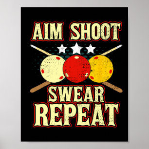 Póster Funny Billiards Player Rutina Aim Shoot Swear Rep