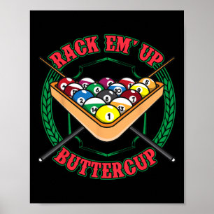 Póster Funny Billiards Pool Hall Snooker Rack Em Up Butte