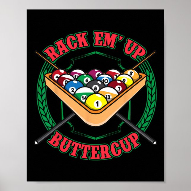 Póster Funny Billiards Pool Hall Snooker Rack Em Up Butte (Frente)