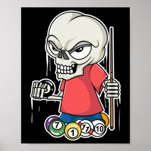 Póster Funny Billiards Skull I Snooker Pool Player Regalo