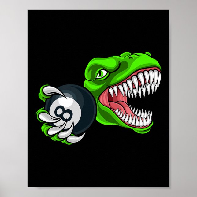 Póster Funny Billiards T-rex Art Billiards Playing Pool P (Frente)